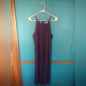 Ann Taylor LOFT Burgundy and Black Sleeveless Midi Dress